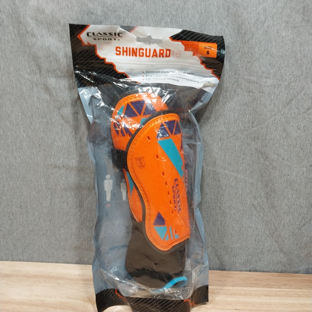 Classic Sport Kids Shinguard NOCSAE Soccer Protective Gear Size S Orange